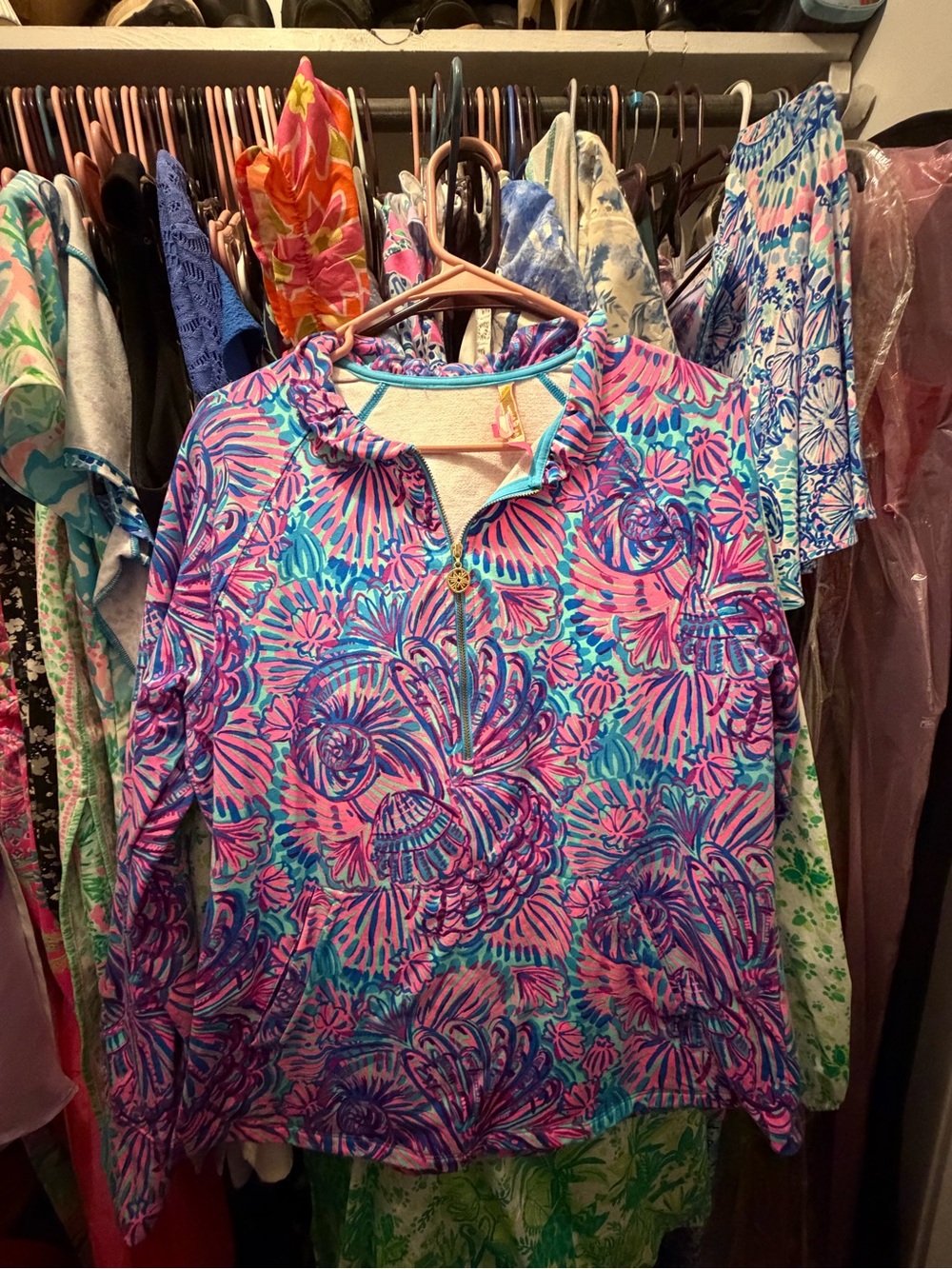 Lilly Pulitzer Pink, Blue & Purple Floral Quarter-Zip Pullover